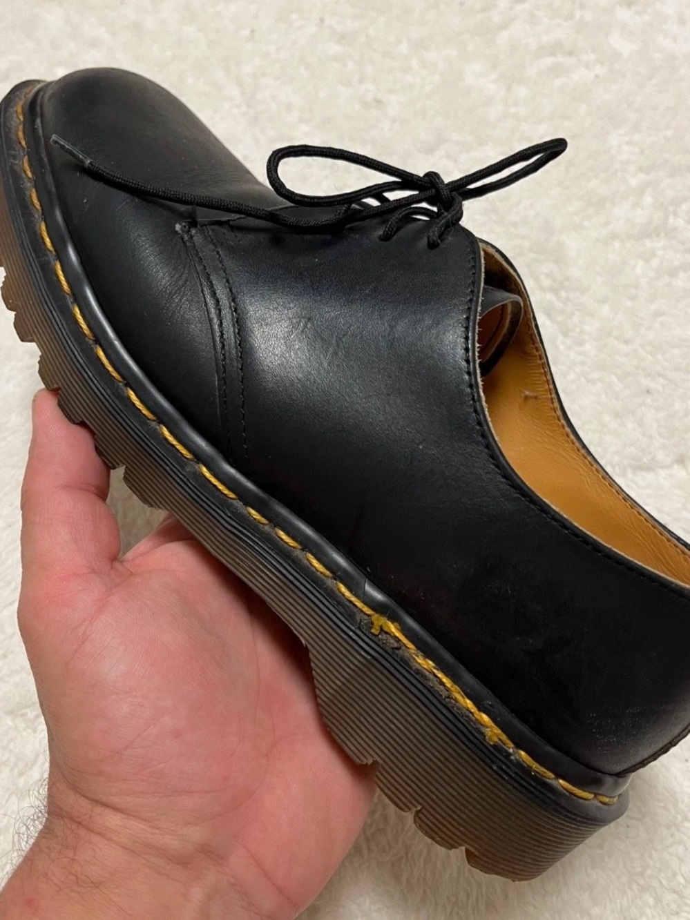 Vintage Doc Dr. Martens Low Top Lace Up Boots Shoes Made England Leather - Picture 4 of 10